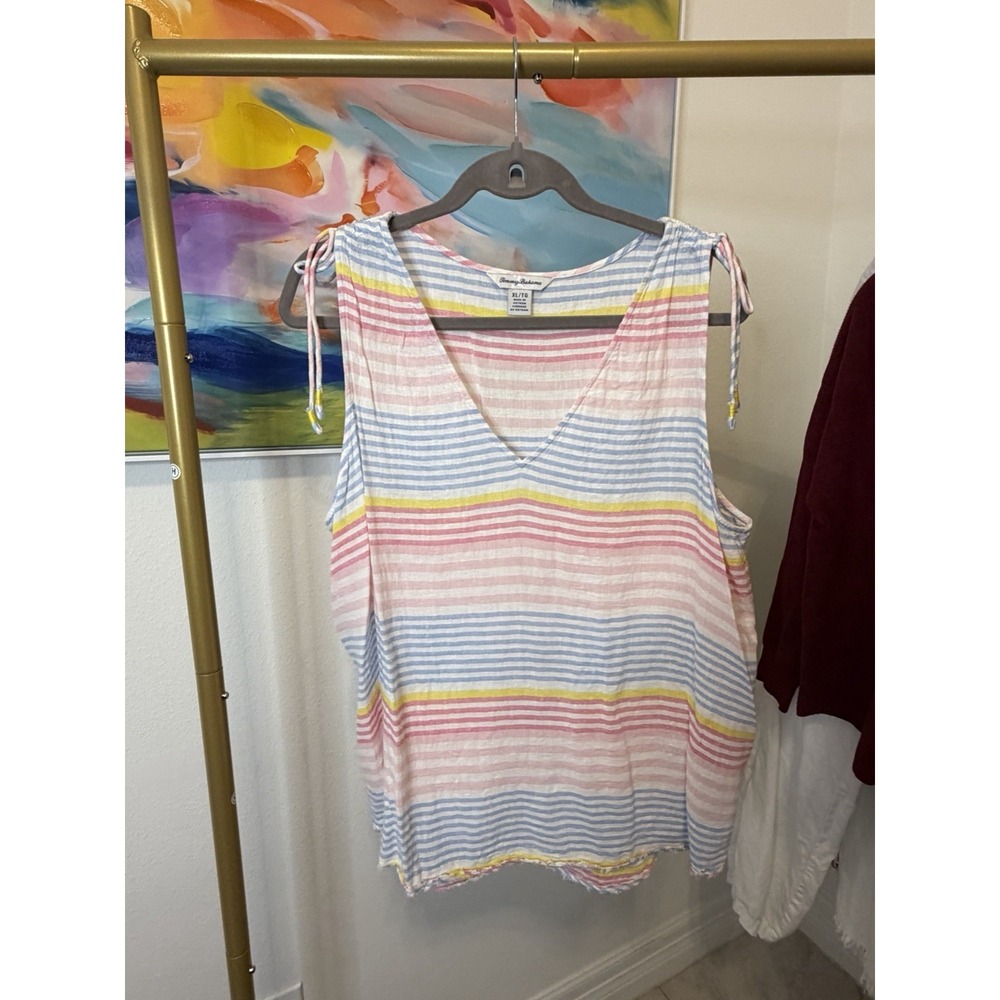 Tommy Bahama Women's Striped Linen Tank XL